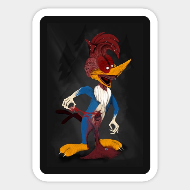 Monster Woodpecker Sticker by jetti